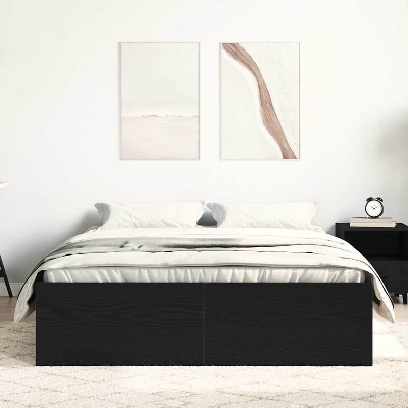 vidaXL fekete tölgy színű szerelt fa ágykeret matrac nélkül 140x190 cm