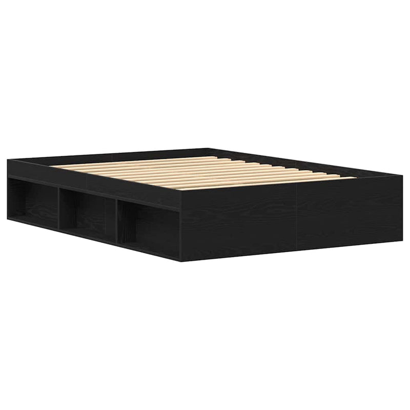 vidaXL fekete tölgy színű szerelt fa ágykeret matrac nélkül 140x190 cm