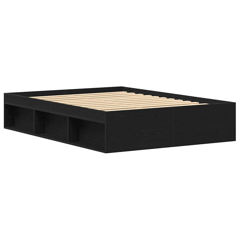 vidaXL fekete tölgy színű szerelt fa ágykeret matrac nélkül 140x190 cm