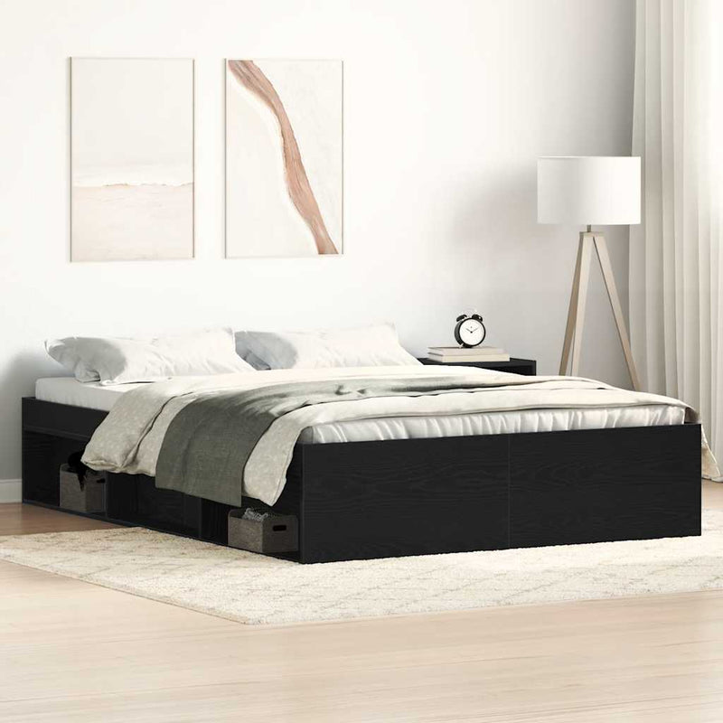 vidaXL fekete tölgy színű szerelt fa ágykeret matrac nélkül 140x190 cm