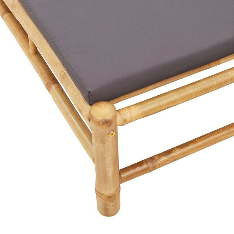 vidaXL Bambusz napozóágy párnákkal 55x199x30 cm