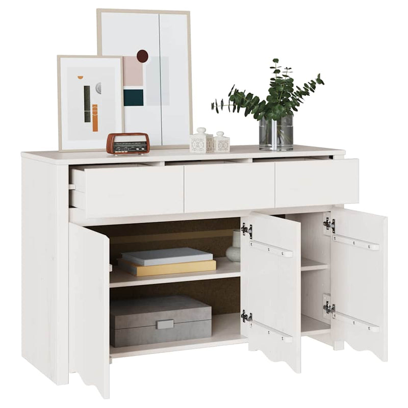 vidaXL Fehér 114 x 43 x 75.5 cm Tömör fenyőfa