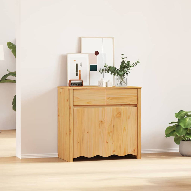 vidaXL Oldalszekrény Barna 79 x 43 x 75.5 cm Tömör fenyőfa
