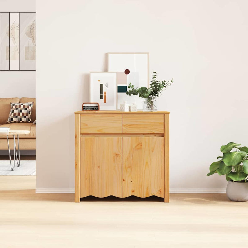 vidaXL Oldalszekrény Barna 79 x 43 x 75.5 cm Tömör fenyőfa
