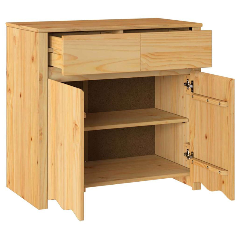 vidaXL Oldalszekrény Barna 79 x 43 x 75.5 cm Tömör fenyőfa