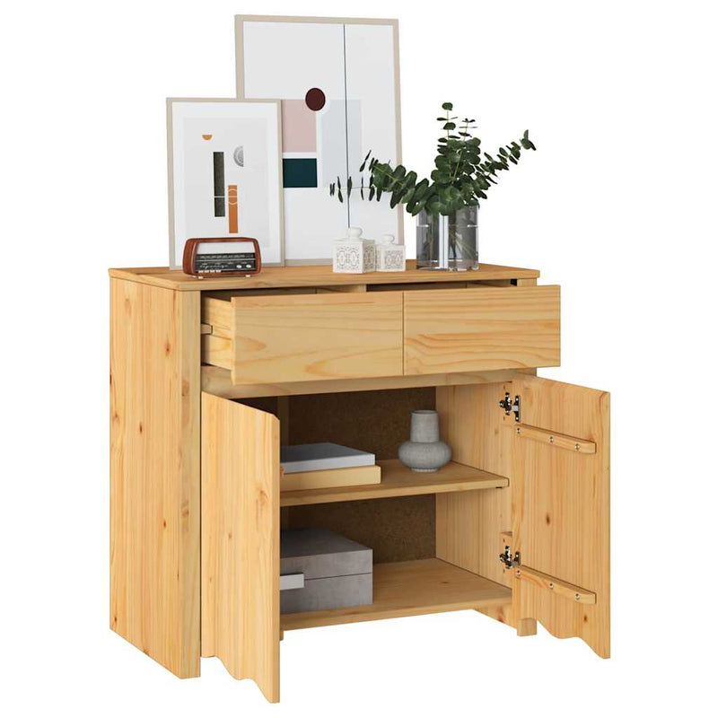 vidaXL Oldalszekrény Barna 79 x 43 x 75.5 cm Tömör fenyőfa