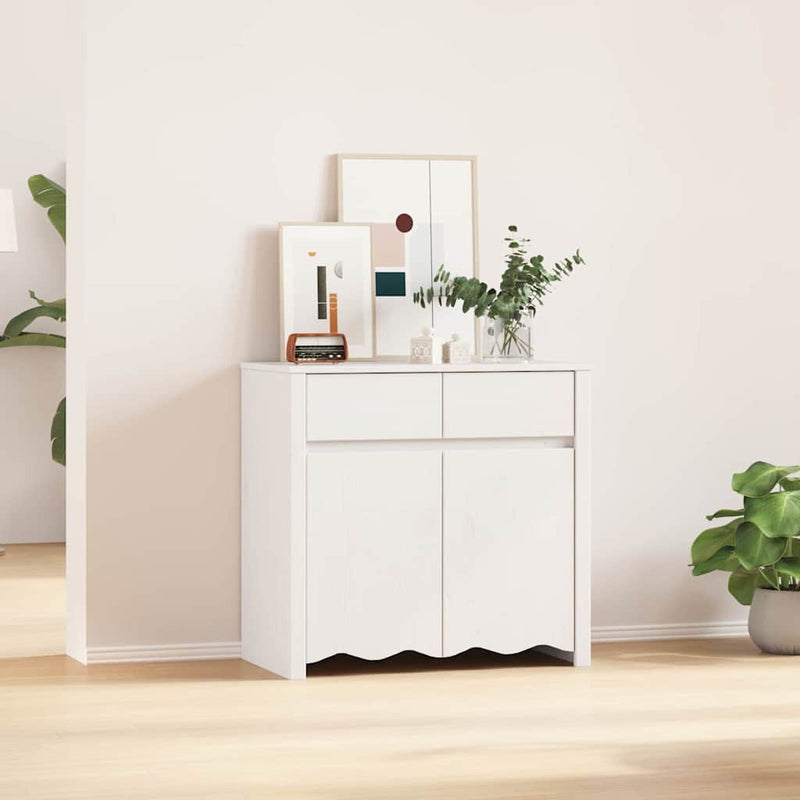vidaXL Oldalszekrény Fehér 79 x 43 x 75.5 cm Tömör fenyőfa