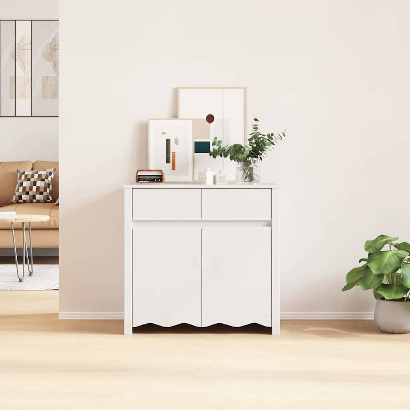 vidaXL Oldalszekrény Fehér 79 x 43 x 75.5 cm Tömör fenyőfa