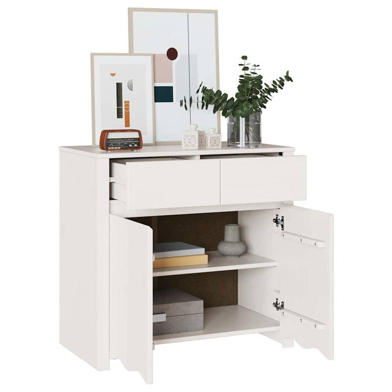 vidaXL Oldalszekrény Fehér 79 x 43 x 75.5 cm Tömör fenyőfa