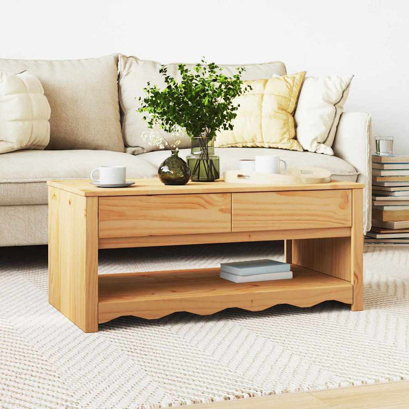 vidaXL Dohányzóasztal Drammen Tölgyszínű 99 x 55 x 45 cm Tömör fenyőfa