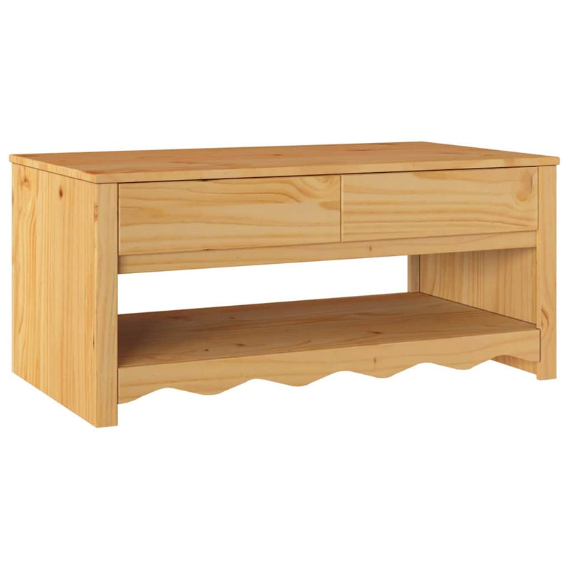 vidaXL Dohányzóasztal Drammen Tölgyszínű 99 x 55 x 45 cm Tömör fenyőfa