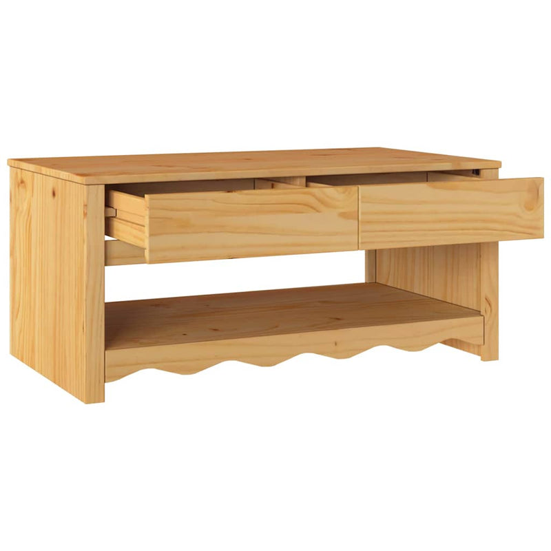 vidaXL Dohányzóasztal Drammen Tölgyszínű 99 x 55 x 45 cm Tömör fenyőfa
