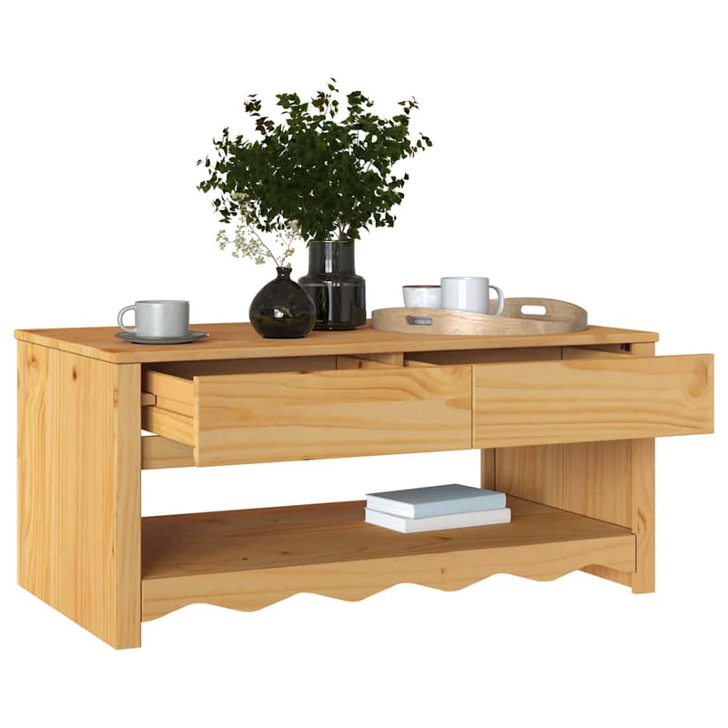 vidaXL Dohányzóasztal Drammen Tölgyszínű 99 x 55 x 45 cm Tömör fenyőfa