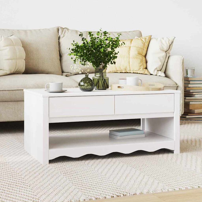 vidaXL Dohányzóasztal Drammen Fehér 99 x 55 x 45 cm Tömör fenyőfa
