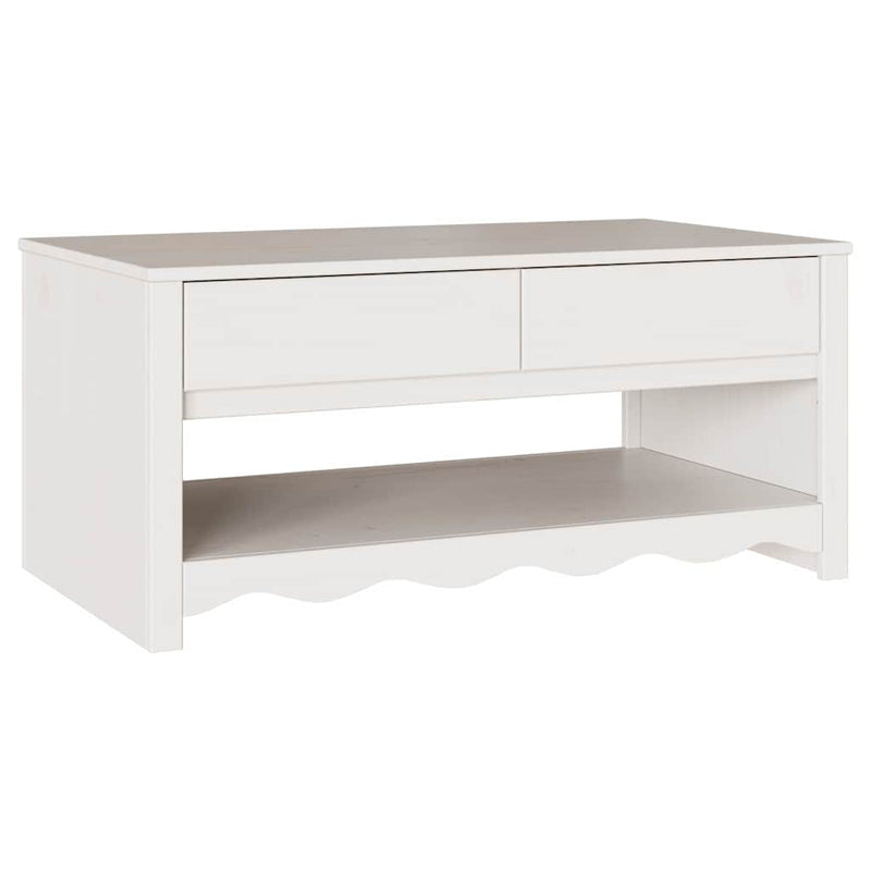 vidaXL Dohányzóasztal Drammen Fehér 99 x 55 x 45 cm Tömör fenyőfa