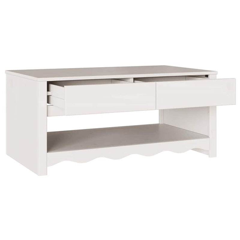 vidaXL Dohányzóasztal Drammen Fehér 99 x 55 x 45 cm Tömör fenyőfa