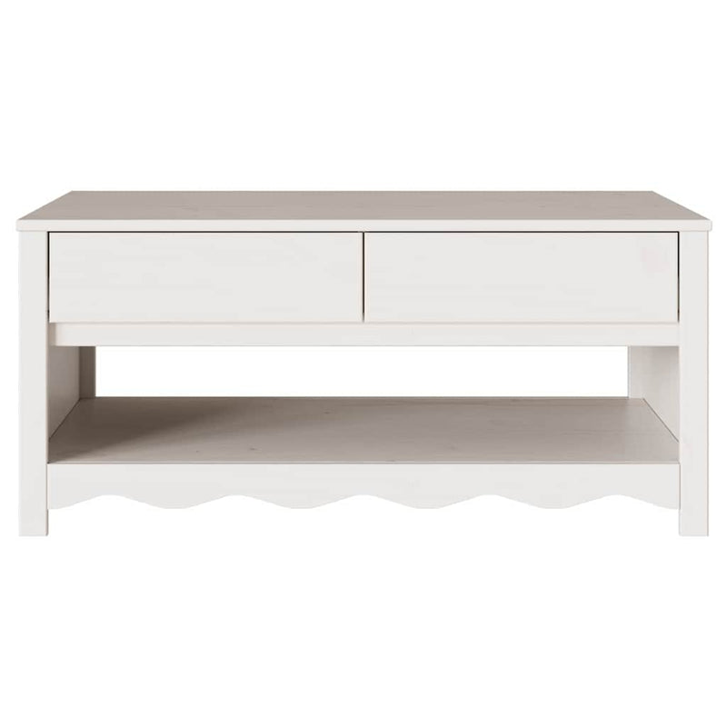 vidaXL Dohányzóasztal Drammen Fehér 99 x 55 x 45 cm Tömör fenyőfa