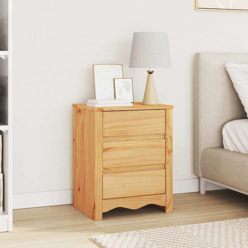 vidaXL Éjjeliszekrény Drammen Tölgyszínű 45 x 35 x 56 cm Tömör fenyőfa