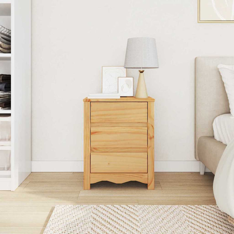 vidaXL Éjjeliszekrény Drammen Tölgyszínű 45 x 35 x 56 cm Tömör fenyőfa