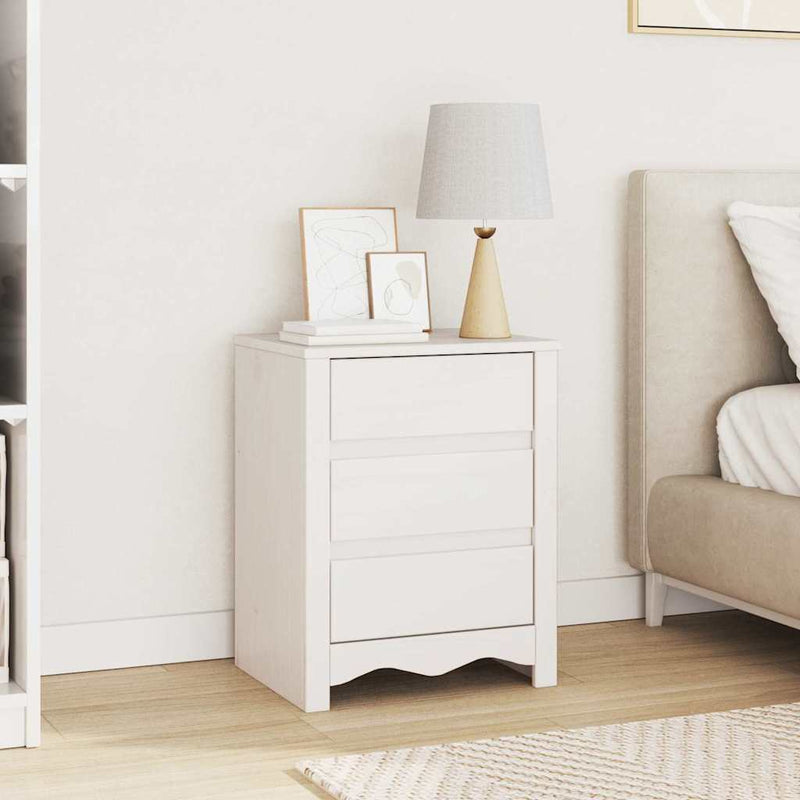 vidaXL Éjjeliszekrény Drammen Fehér 45 x 35 x 56 cm Tömör fenyőfa
