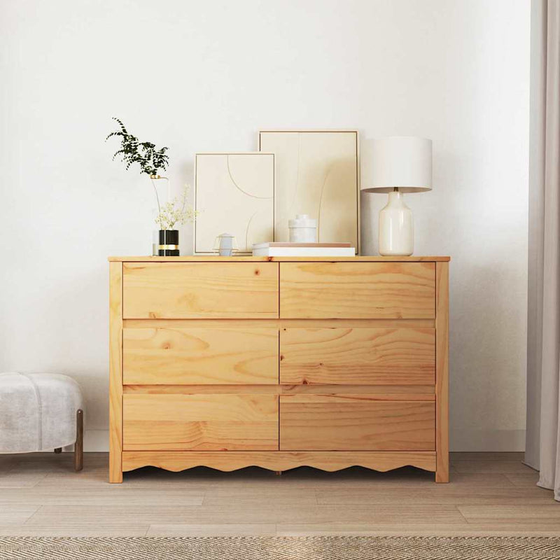 vidaXL Fiókos Szekrény fiókkal Barna 111 x 43 x 73.5 cm Tömör fenyőfa