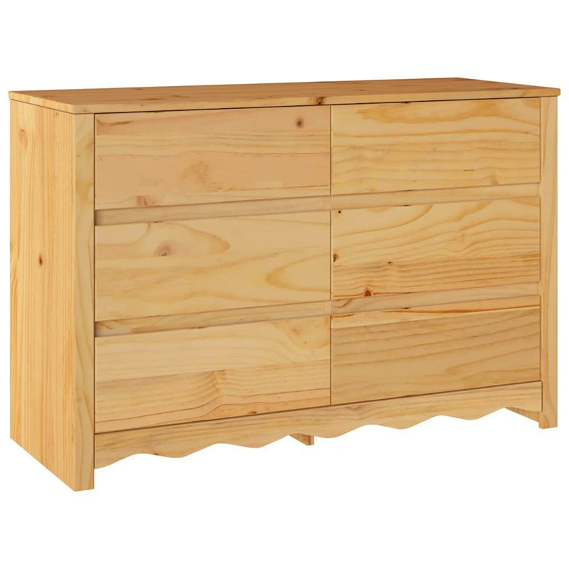 vidaXL Fiókos Szekrény fiókkal Barna 111 x 43 x 73.5 cm Tömör fenyőfa