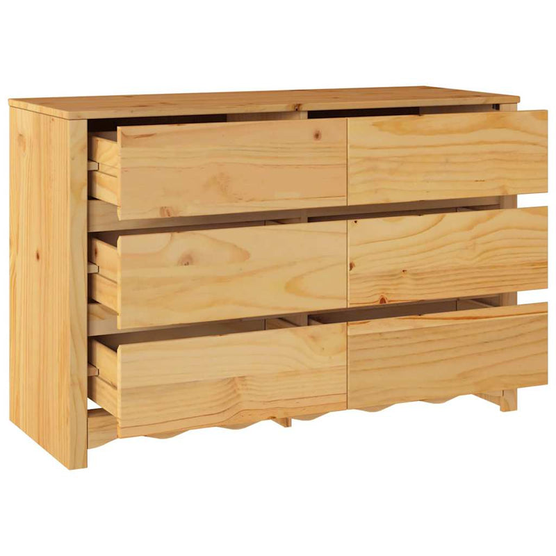 vidaXL Fiókos Szekrény fiókkal Barna 111 x 43 x 73.5 cm Tömör fenyőfa