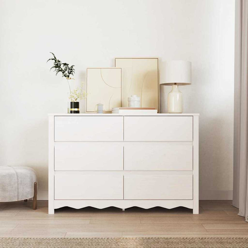 vidaXL Fiókos Szekrény Drammen Fehér 111 x 43 x 73.5 cm Tömör fenyőfa