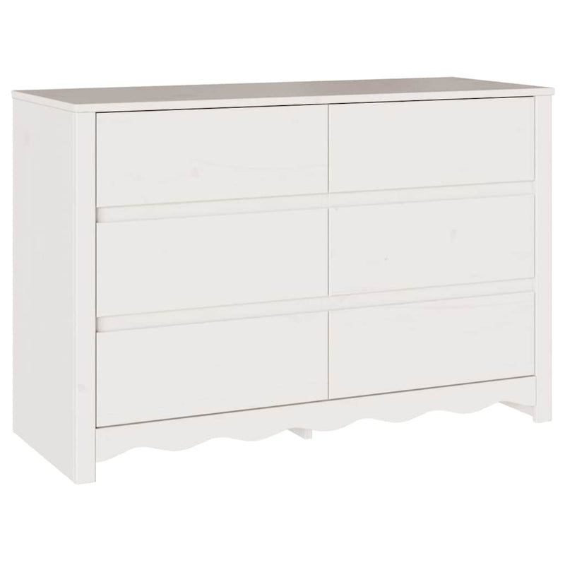 vidaXL Fiókos Szekrény fiókkal Fehér 111 x 43 x 73.5 cm Tömör fenyőfa