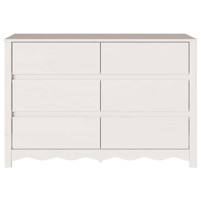 vidaXL Fiókos Szekrény fiókkal Fehér 111 x 43 x 73.5 cm Tömör fenyőfa