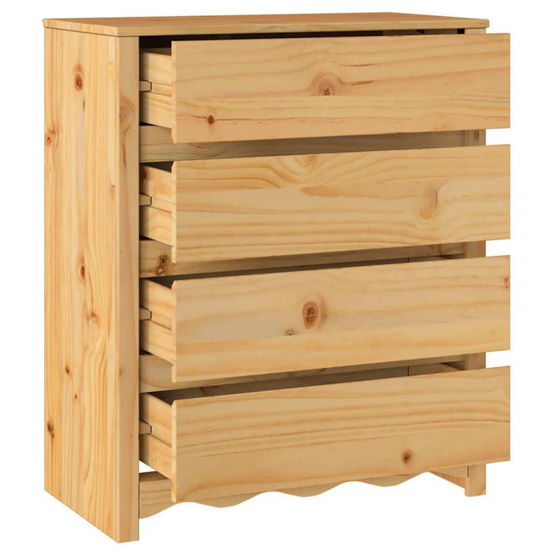 vidaXL Fiókos szekrény fiókkal Barna 76.5 x 40 x 91 cm Tömör fenyőfa