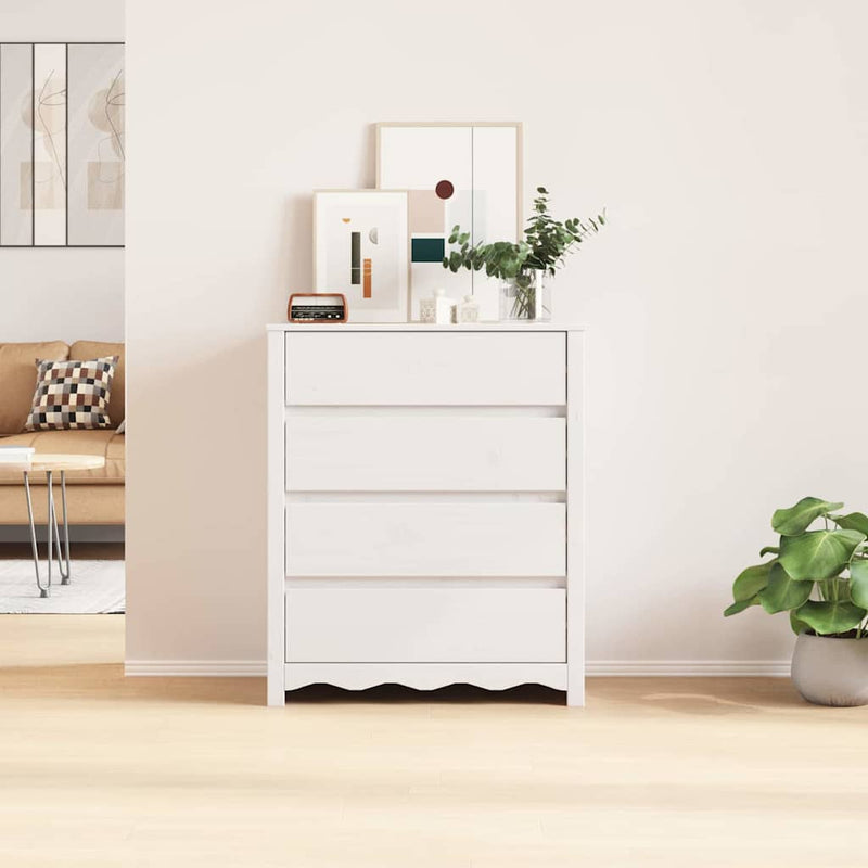 vidaXL Fiókos szekrény fiókkal Fehér 76.5 x 40 x 91 cm Tömör fenyőfa