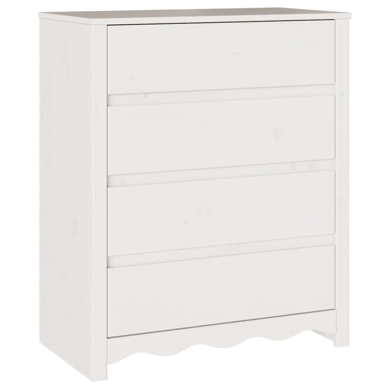 vidaXL Fiókos szekrény fiókkal Fehér 76.5 x 40 x 91 cm Tömör fenyőfa