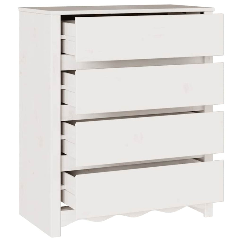 vidaXL Fiókos szekrény fiókkal Fehér 76.5 x 40 x 91 cm Tömör fenyőfa