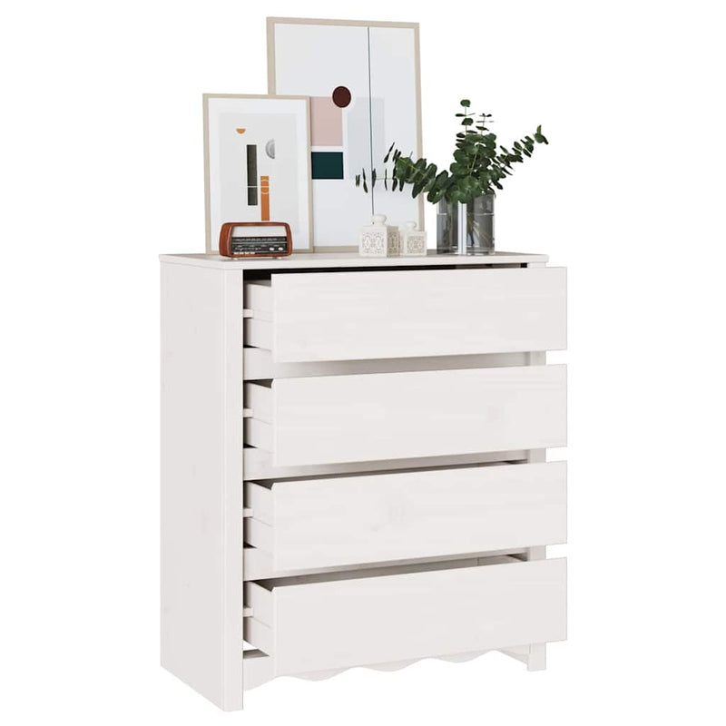 vidaXL Fiókos szekrény fiókkal Fehér 76.5 x 40 x 91 cm Tömör fenyőfa
