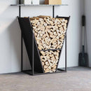 vidaXL fekete hidegen hengerelt acél tűzifatároló 69,5x35x81 cm