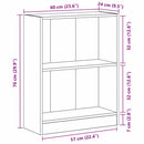 vidaXL Könyvespolc Fekete tölgy 60 x 24 x 76 cm Faanyag