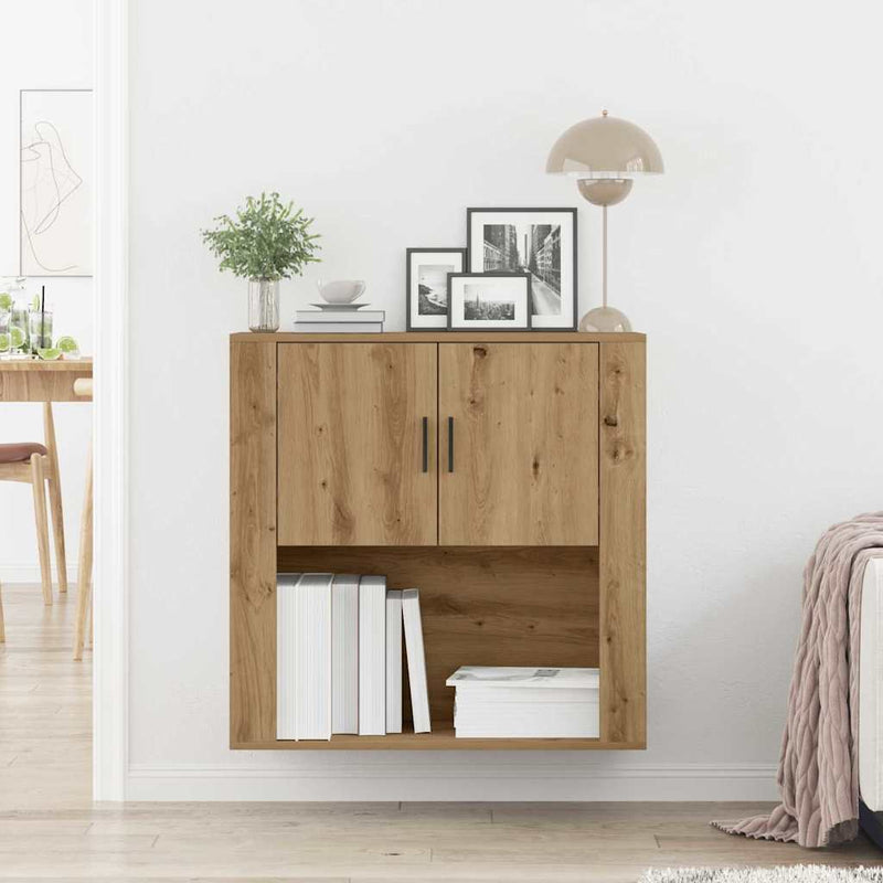 vidaXL Fali Szekrény polcokkal kézműves tölgy 80 x 33 x 80 cm Faanyag