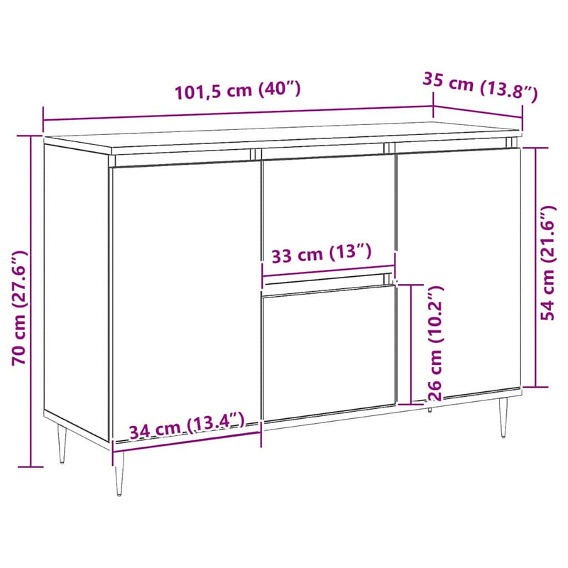 vidaXL Széf fiókkal Régi fa 101.5 x 35 x 70 cm Faanyag