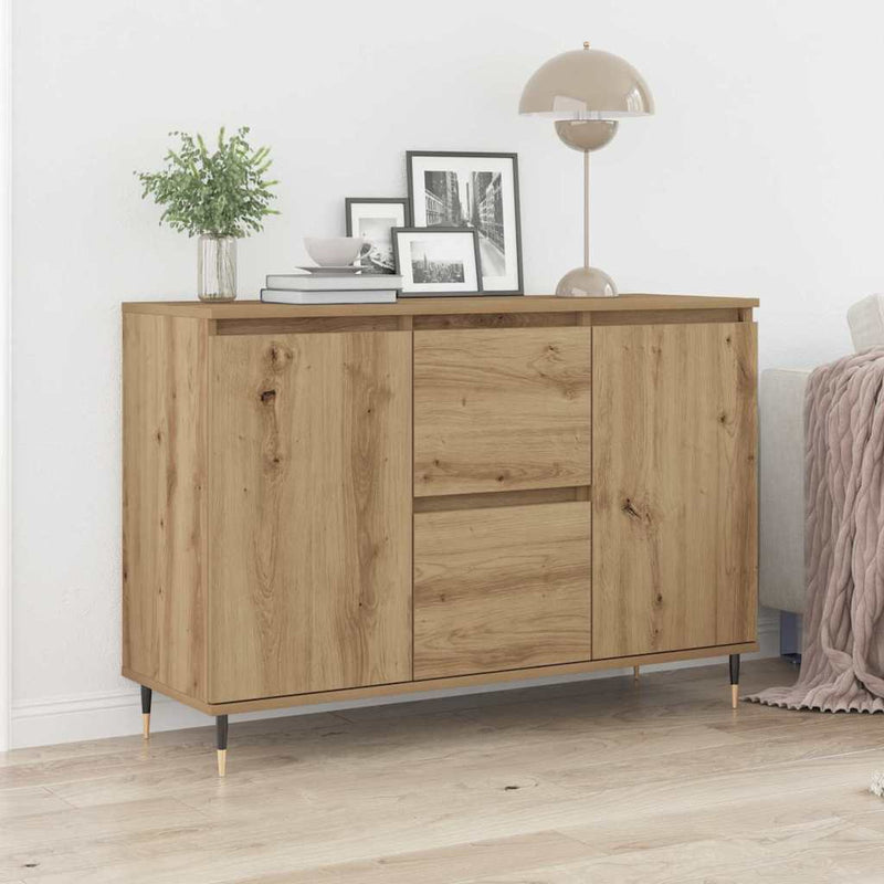 vidaXL Széf fiókkal kézműves tölgy 101.5 x 35 x 70 cm Faanyag