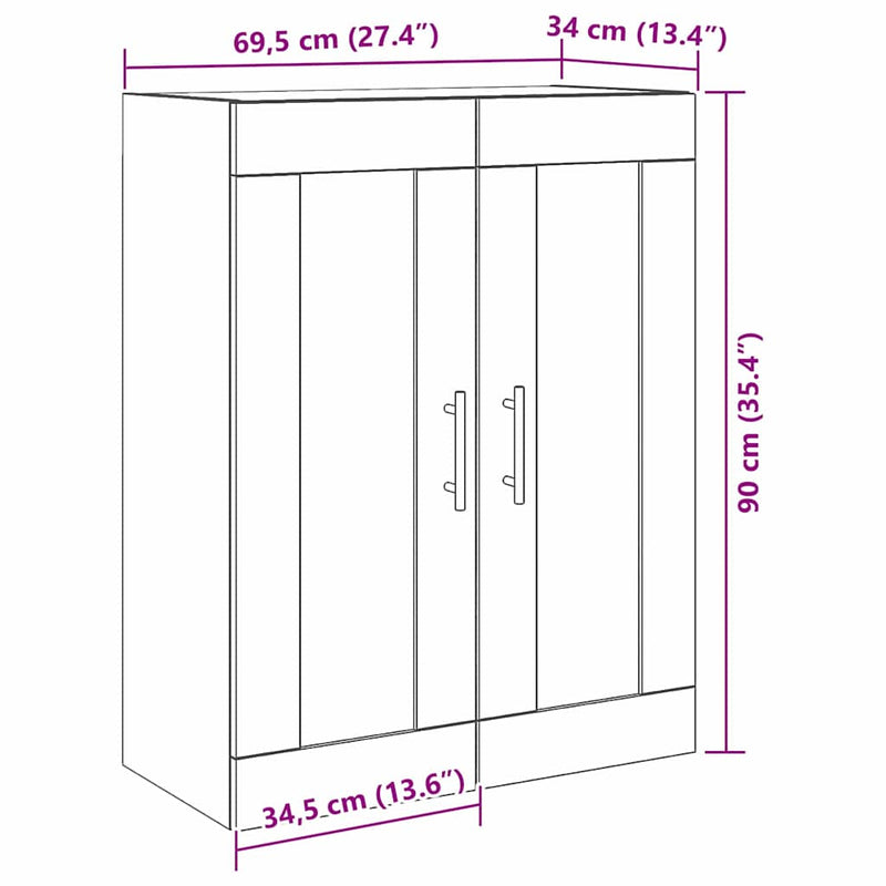 vidaXL Fali szekrény Régi fa 69.5 x 34 x 90 cm Faanyag