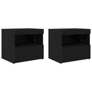 vidaXL Éjjeliszekrény 2 pcs Fekete tölgy 50 x 40 x 45 cm Faanyag