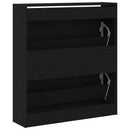 vidaXL Cipőszekrény 80 x 21 x 87,5 cm Szerelt Fa Fekete tölgy