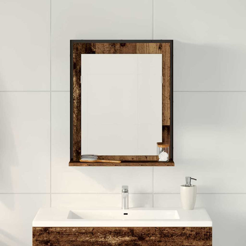 vidaXL Fürdőszobai tükör polcokkal Régi fa 50 x 12 x 60 cm Faanyag