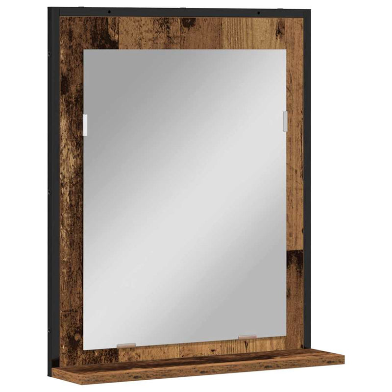 vidaXL Fürdőszobai tükör polcokkal Régi fa 50 x 12 x 60 cm Faanyag