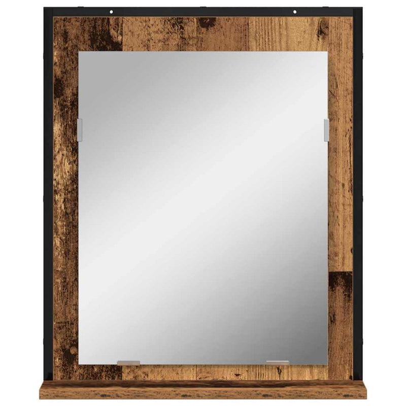 vidaXL Fürdőszobai tükör polcokkal Régi fa 50 x 12 x 60 cm Faanyag