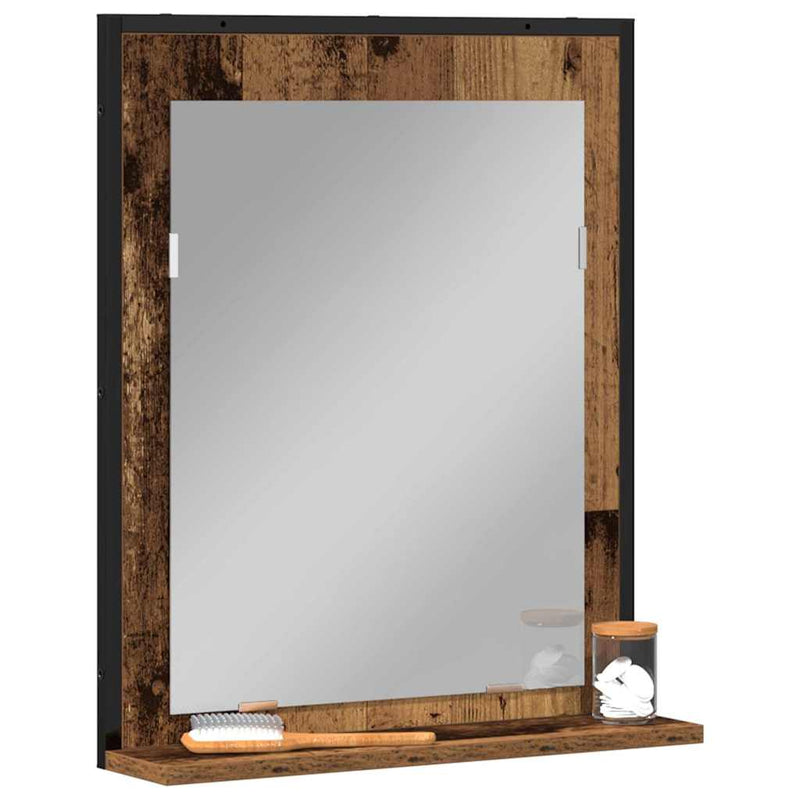 vidaXL Fürdőszobai tükör polcokkal Régi fa 50 x 12 x 60 cm Faanyag