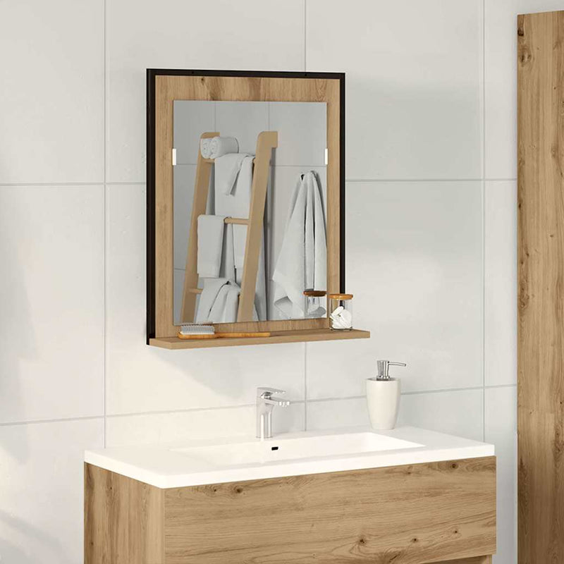 vidaXL Fürdőszobai tükör kézműves tölgy 50 x 12 x 60 cm Faanyag