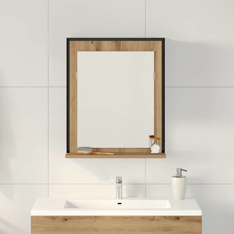 vidaXL Fürdőszobai tükör kézműves tölgy 50 x 12 x 60 cm Faanyag