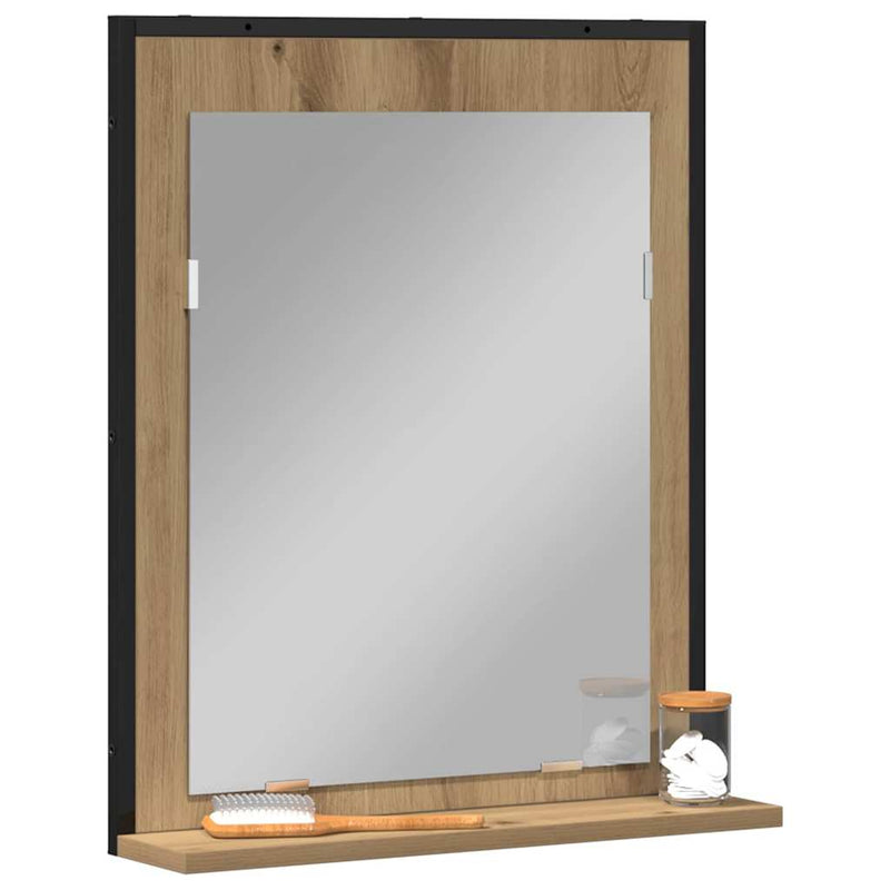 vidaXL Fürdőszobai tükör kézműves tölgy 50 x 12 x 60 cm Faanyag